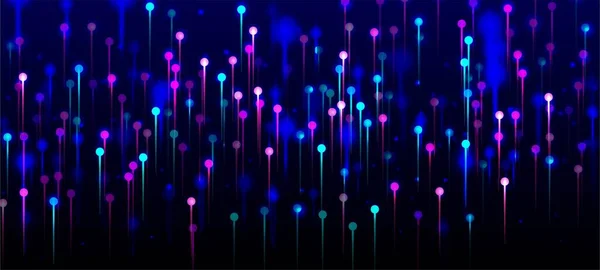 ブルーパープルピンクの壁紙 人工知能ビッグデータイーサネット技術の背景 ネットワーク科学バナー 鮮やかな光のノードの粒子 社会科学光ファイバーピン — ストックベクタ