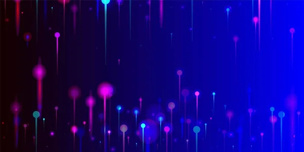 紫蓝粉红的背景 充满活力的光点元素 网络科技横幅 大数据人工智能以太网技术壁纸 社会科学纤维光针 — 图库矢量图片