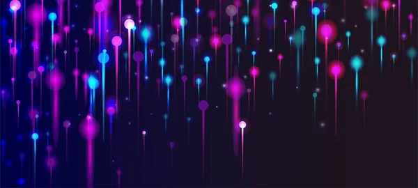 紫色粉红蓝背景 充满活力的发光元素 海量数据人工智能互联网技术壁纸 网络科学横幅 社会科学纤维光针 — 图库矢量图片