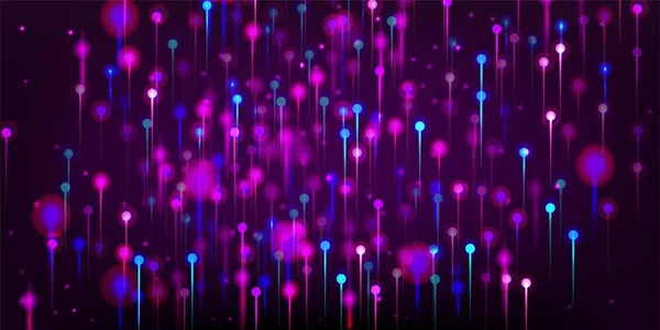 Purple Blue Pink Abstracte Achtergrond Netwerk Wetenschappelijke Banner Neon Lichtpinnen — Stockvector