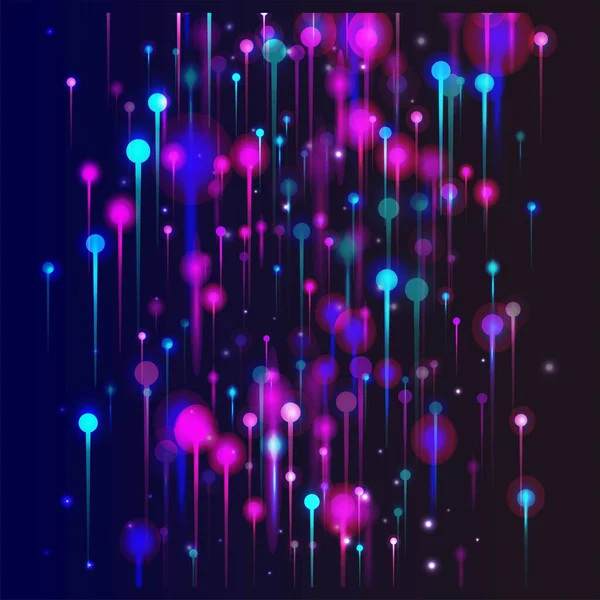 粉红紫蓝色背景 网络科技横幅 充满活力的发光元素 人工智能大数据以太网未来主义墙纸 社会科学纤维光针 — 图库矢量图片