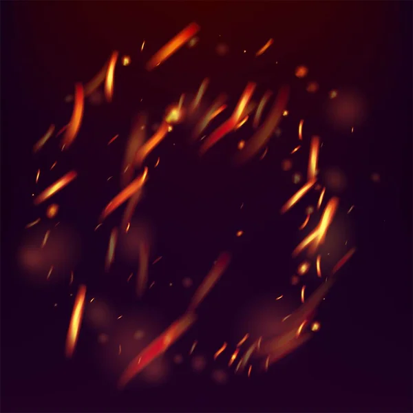 Затемнення Полум Вогняні Спаркли Фону Гарячі Палаючі Золоті Спалахи Реалістична — стоковий вектор