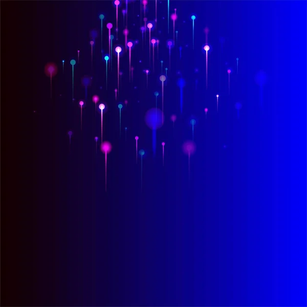蓝色粉红紫色现代墙纸 明亮的光点元素 网络科技横幅 大数据人工智能以太网的未来背景 社会科学纤维光针 — 图库矢量图片