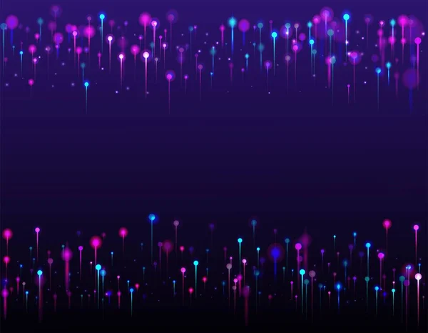 蓝紫色粉红背景 明亮的松果颗粒 网络科技横幅 海量数据人工智能互联网未来主义墙纸 社会科学纤维光针 — 图库矢量图片