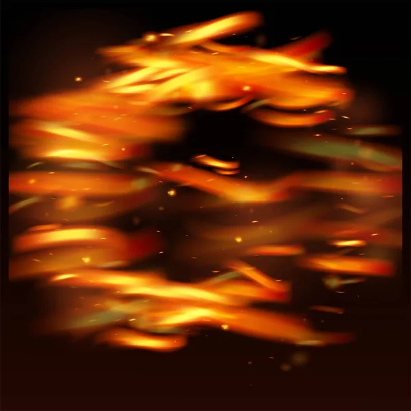 Chama Flamejante Fiery Sparkles Fundo Realistic Energy Gleam Efeito Fogo — Vetor de Stock