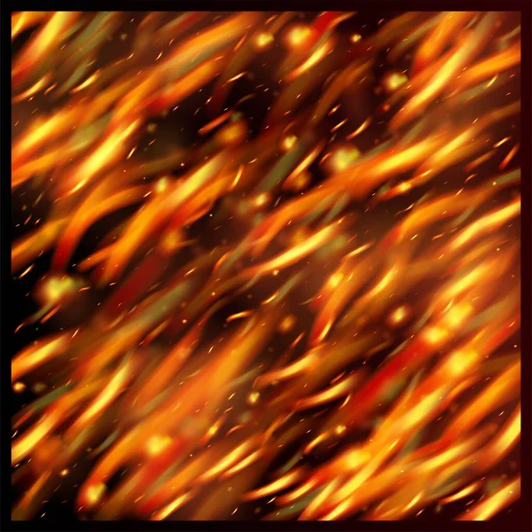 Blazing Flame Fiery Sparkles Background Isolated Fire Yellow Red Orange — Stock Vector