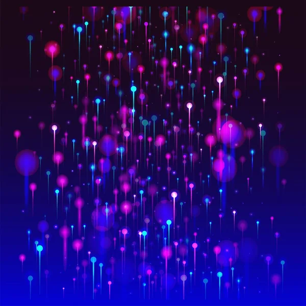 ブルーパープルピンクのモダンな壁紙 ネットワーク技術バナー 鮮やかなライトノード要素 ビッグデータ人工知能イーサネット未来的背景 社会科学光ファイバーピン — ストックベクタ