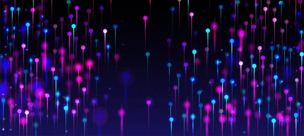 紫蓝粉红摘要墙纸 网络科技横幅 Neon Light Nodes Elements 海量数据人工智能互联网的未来背景 社会科学纤维光针 — 图库矢量图片
