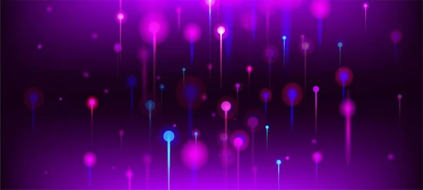Purple Blue Pink Modern Background Neon Light Nodes Elements Network — Stock Vector