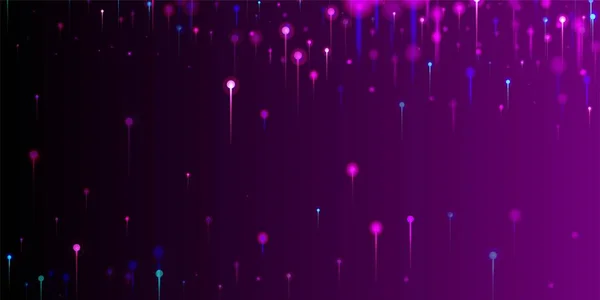 紫色粉红蓝色现代墙纸 网络科学横幅 大数据人工智能互联网技术背景 亮光射线粒子 光纤社会科学光针 — 图库矢量图片