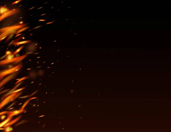 Hořící Plamen Ohnivé Jiskry Pozadí Izolovaný Oheň Červené Oranžové Jiskry — Stockový vektor