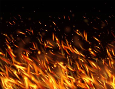 Yanan Alevli Kıvılcımlar Arkaplanı. Gerçekçi Enerji Parıltısı. Alevli Altın Parlamalar. İzole Ateş, Turuncu Kırmızı Parıltı, Duman. Parlak Gece, Parıldayan Altın. Siyah Üzerindeki Gerçekçi Ateş Efekti.