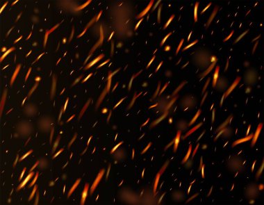 Alevli Alevli Parıltılı Arkaplan. Gerçekçi Enerji Parıltısı. Siyahın Gerçekçi Ateş Görüntüsü. Yanan Flake Flash 'lar. Parlak Gece, Yıldızlar Parıltısı. İzole Ateş, Sarı Kırmızı Turuncu Kıvılcım, Duman.
