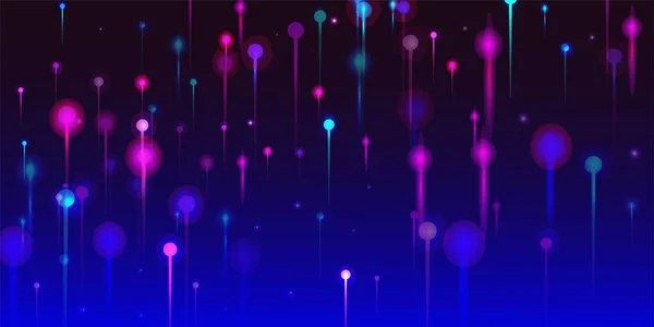 Sfondo Astratto Blu Viola Rosa Elementi Luminosi Neon Bandiera Tecnologica — Vettoriale Stock