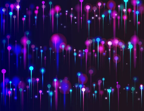 粉色蓝色紫色现代墙纸 大数据人工智能以太网技术背景 网络科技横幅 有光的发光粒子 光纤社会科学光针 — 图库矢量图片