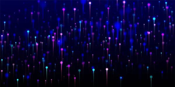 紫蓝粉红摘要墙纸 亮光发光元件 海量数据人工智能互联网的未来背景 网络科技横幅 光纤社会科学光针 — 图库矢量图片