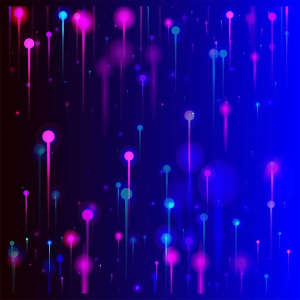 蓝色粉红紫色背景 明亮的松果颗粒 人工智能大数据互联网未来主义墙纸 网络科学横幅 光纤社会科学光针 — 图库矢量图片