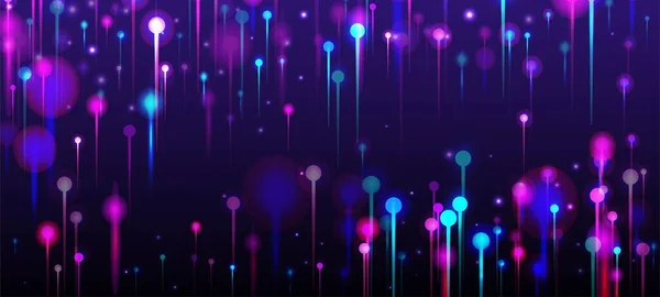 ピンクパープルブルーのモダンな壁紙 ビッグデータ人工知能インターネット技術の背景 ネットワーク科学バナー ネオンライトノード要素 社会科学光ファイバーピン — ストックベクタ