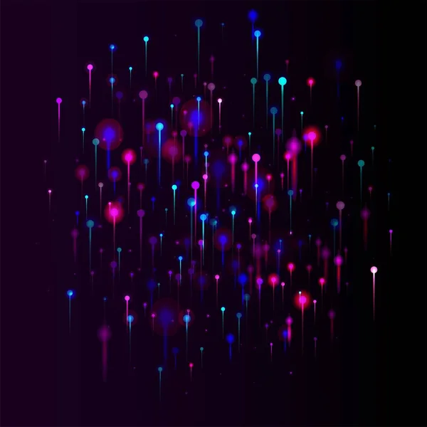紫色蓝色粉红现代墙纸 人工智能大数据互联网的未来背景 Neon Light Rays粒子 网络科学横幅 社会科学纤维光针 — 图库矢量图片