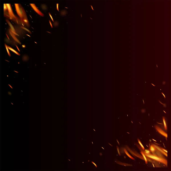 Burning Flame Fiery Sparkles Background Realistic Fire Effect Black Realistic — Stock Vector