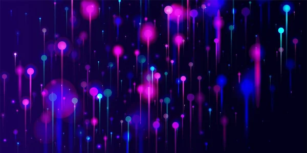蓝色紫色粉红摘要墙纸 海量数据人工智能互联网的未来背景 网络科技横幅 明亮的光路元素 光纤社会科学光针 — 图库矢量图片