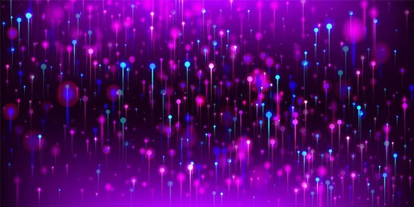 Μπλε Μωβ Ροζ Μοντέρνα Ταπετσαρία Νέον Φως Κόμβοι Σωματίδια Επιστημονικό — Διανυσματικό Αρχείο