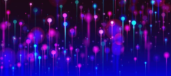 Blue Pink Purple Abstract Background Neon Light Nodes Particules Bannière — Image vectorielle