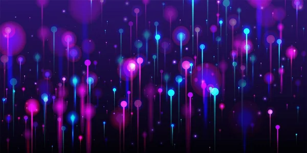 Purple Blue Pink Abstract Wallpaper Neon Licht Stralen Elementen Netwerktechnologie — Stockvector