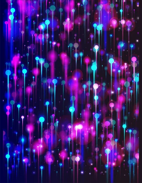粉色蓝色紫色现代背景 充满活力的光点元素 海量数据人工智能互联网未来主义墙纸 网络科学横幅 光纤社会科学光针 — 图库矢量图片