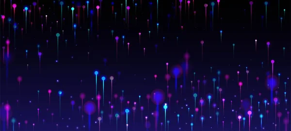 紫色粉红蓝背景 活体光粉元素 大数据人工智能以太网技术壁纸 网络科学横幅 光纤社会科学光针 — 图库矢量图片
