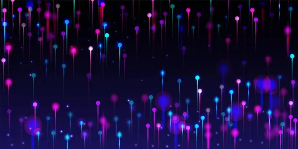 紫色粉红蓝色现代墙纸 大数据人工智能互联网技术背景 有光的发光粒子 网络科技横幅 社会科学纤维光针 — 图库矢量图片