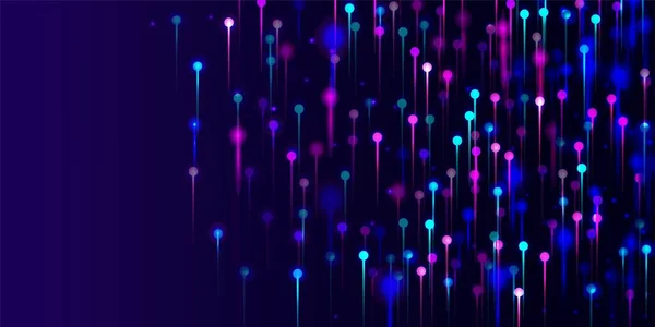 Mor Pembe Mavi Modern Arkaplan Neon Işık Düğümleri Elementleri Bilimsel — Stok Vektör