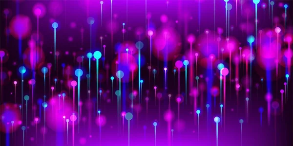 パープルブルーピンクのモダンな壁紙 人工知能ビッグデータインターネット未来論的背景 ネットワーク技術バナー 明るい光の光線の要素 光ファイバー 社会科学ライトピン — ストックベクタ