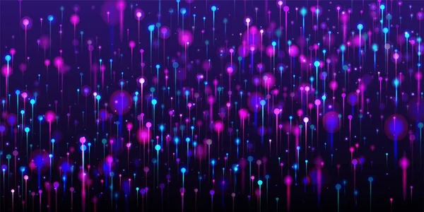Pink Purple Blue Abstract Background Bright Light Nodes Particles Network — Stock Vector