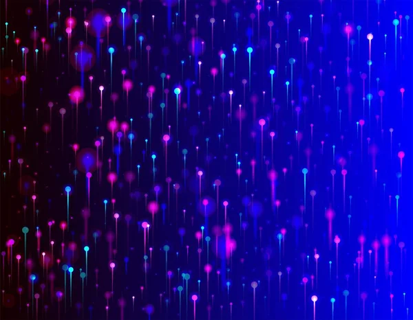 蓝色紫色粉红摘要墙纸 明亮的松果颗粒 大数据人工智能以太网技术背景 网络科技横幅 光纤社会科学光针 — 图库矢量图片
