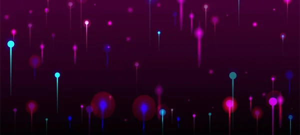 粉红蓝紫色背景 网络科学横幅 人工智能大数据互联网未来主义墙纸 亮光松果元素 社会科学纤维光针 — 图库矢量图片
