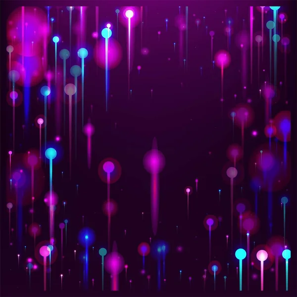 Blue Purple Pink Abstract Wallpaper Neon Light Rays Particles Network — Stock Vector