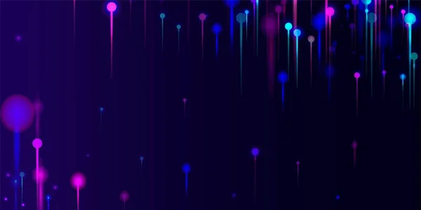 Purple Pink Blue Abstract Wallpaper Neon Light Pins Deeltjes Netwerktechnologie — Stockvector
