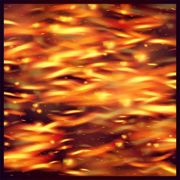 燃烧着火焰的火花背景 隔离的火 红色橙色黄色的火花 明亮的夜晚 闪耀的黄金 现实的火对黑色的影响 熊熊燃烧的火焰 现实的能源光泽 — 图库矢量图片