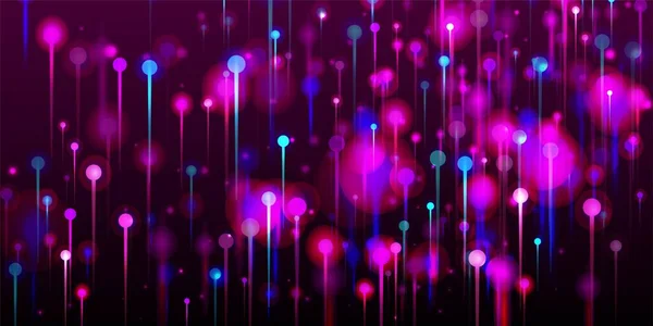 パープルブルーピンクのモダンな背景 鮮やかなライトノード要素 ネットワーク技術バナー ビッグデータ人工知能イーサネット技術壁紙 社会科学光ファイバーピン — ストックベクタ