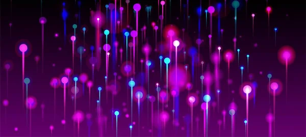 ピンクパープルブルーの壁紙 ネットワーク技術バナー 明るい光の粒子 ビッグデータ人工知能イーサネット未来的背景 社会科学光ファイバーピン — ストックベクタ