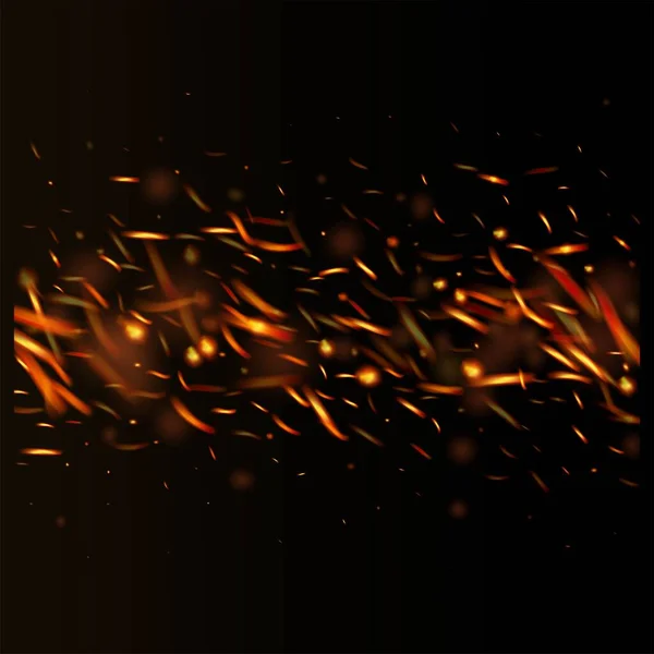 炎の火が背景に輝きます ホット ブレイジング グロー フラッシュ 現実的なエネルギーグロー 隔離された火オレンジ イエロー レッド スパークス煙 — ストックベクタ