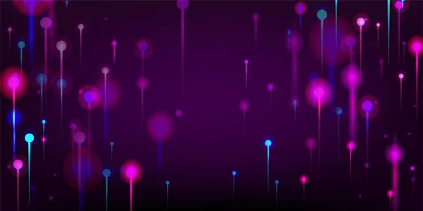 Blauw Paars Roze Abstracte Achtergrond Neon Lichtpinnen Elementen Netwerktechnologie Banner — Stockvector