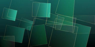 Altın Kareli Yeşil İş Posteri. Velvet Falling Low Poly Banner. Zümrüt Şatafatlı Duvar Kağıdı. Green Geo Business Squares kapağı. Yeni yıl ışıl ışıl arka planı. Zengin VIP Kraliyet Geo Daveti.