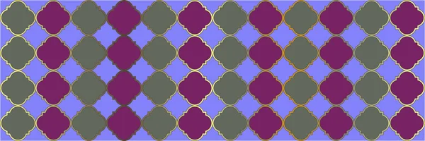 Patrón Gradiente Brillante Azulejo Geométrico Trellis Vintage Geo Curvo Quatrefoil — Vector de stock