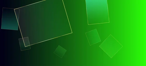 Зеленый Бизнес Дизайн Золотыми Шапками Знамя Green Geo Business Squares — стоковый вектор