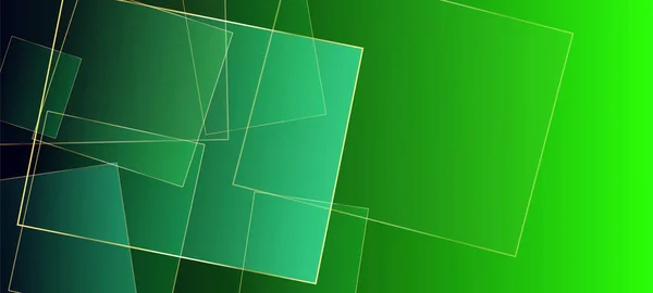 Зеленый Бизнес Баннер Золотыми Квадратами Новогодний Блеск Фоне Королевское Треугольное — стоковый вектор