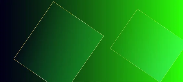 Zielony Baner Biznesu Złotymi Liniami Abstrakcyjna Wielokątna Pokrywa Kwadratów Zaproszenie — Wektor stockowy