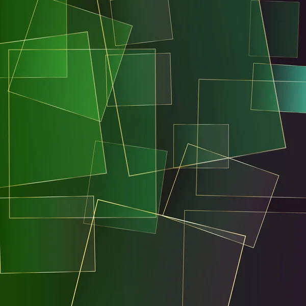 Green Business Cover Mit Goldenen Linien Abstrakte Polygonale Quadrate Rahmen — Stockvektor