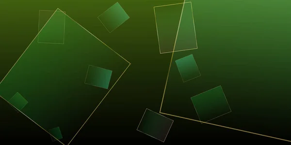 Grüne Visitenkarte Mit Goldformen Abstrakte Polygonale Quadrate Poster Smaragdglastapete Vorhanden — Stockvektor